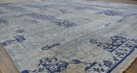 Modern Abstract Design Gray Wool And Bamboo Silk 8x10 Area Rug