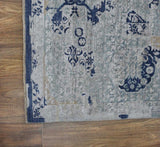 Modern Abstract Design Gray Wool And Bamboo Silk 8x10 Area Rug