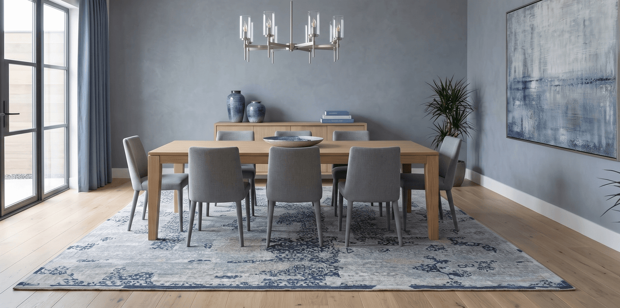 Modern Abstract Design Gray Wool And Bamboo Silk 8x10 Area Rug