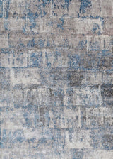 Modern Abstract Gray and Blue Bamboo Silk Hand Knotted 8x10 Area Rug