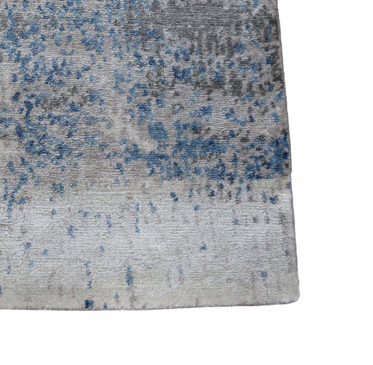 Modern Abstract Gray and Blue Bamboo Silk Hand Knotted 8x10 Area Rug