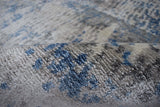 Modern Abstract Gray and Blue Bamboo Silk Hand Knotted 8x10 Area Rug