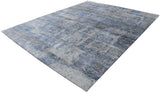 Modern Abstract Gray and Blue Bamboo Silk Hand Knotted 8x10 Area Rug