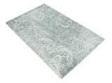 Modern Abstract Gray and Ivory 5x8 Hand loom wool and Viscose Area Rug