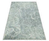 Modern Abstract Gray and Ivory 5x8 Hand loom wool and Viscose Area Rug