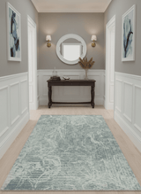 Modern Abstract Gray and Ivory 5x8 Hand loom wool and Viscose Area Rug