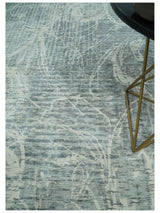 Modern Abstract Gray and Ivory 5x8 Hand loom wool and Viscose Area Rug