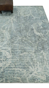 Modern Abstract Gray and Ivory 5x8 Hand loom wool and Viscose Area Rug
