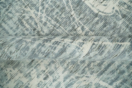 Modern Abstract Gray and Ivory 5x8 Hand loom wool and Viscose Area Rug
