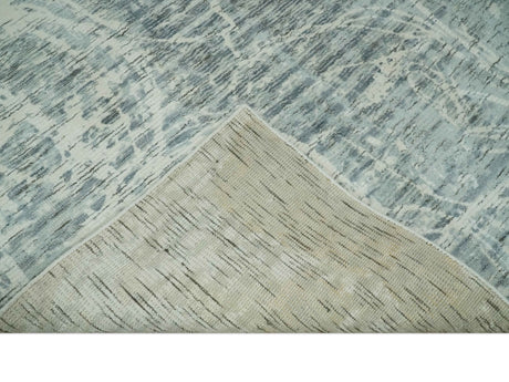 Modern Abstract Gray and Ivory 5x8 Hand loom wool and Viscose Area Rug