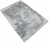 Modern Abstract Gray and Ivory Hand Loom Viscose 5x8 Area Rug