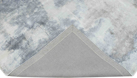 Modern Abstract Gray and Ivory Hand Loom Viscose 5x8 Area Rug
