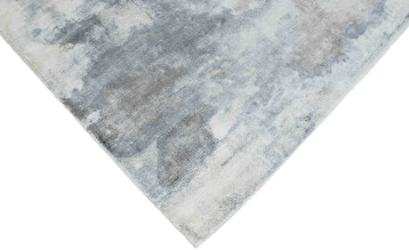 Modern Abstract Gray and Ivory Hand Loom Viscose 5x8 Area Rug