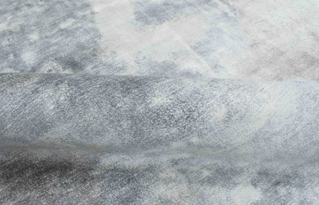 Modern Abstract Gray and Ivory Hand Loom Viscose 5x8 Area Rug