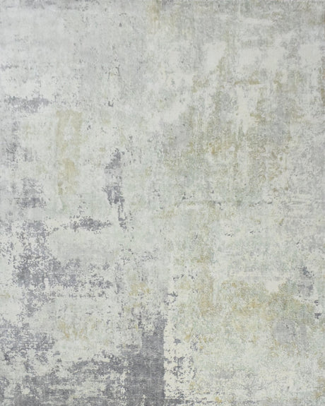 Modern Abstract Gray and Ivory Hand Loom Viscose 8x10 Area Rug