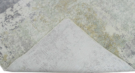 Modern Abstract Gray and Ivory Hand Loom Viscose 8x10 Area Rug