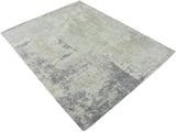 Modern Abstract Gray and Ivory Hand Loom Viscose 8x10 Area Rug