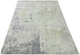 Modern Abstract Gray and Ivory Hand Loom Viscose 8x10 Area Rug