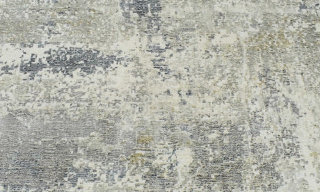 Modern Abstract Gray and Ivory Hand Loom Viscose Area Rug