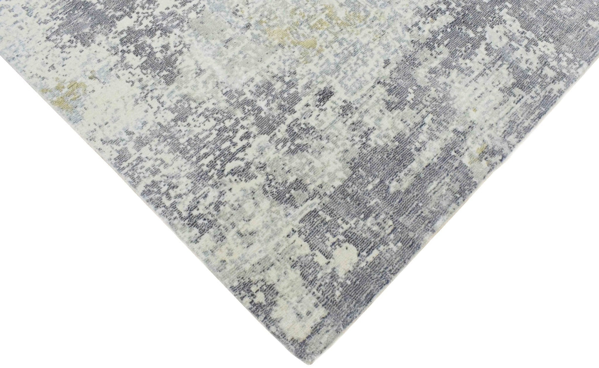 Modern Abstract Gray and Ivory Rug made with Art Silk | TRD10131-Area Rug-Parc Decor