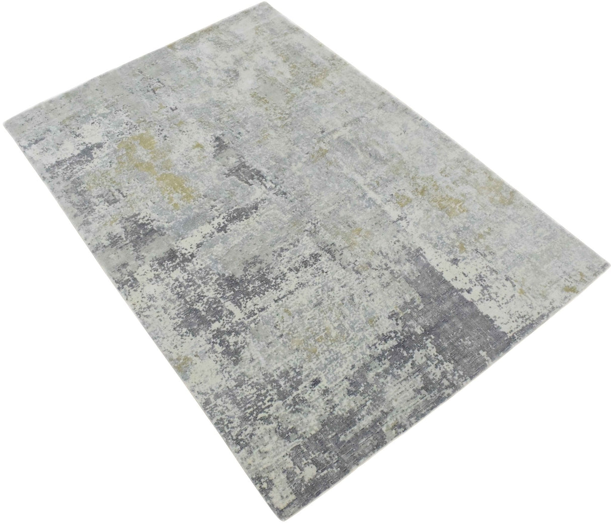 Modern Abstract Gray and Ivory Rug made with Art Silk | TRD10131-Area Rug-Parc Decor