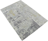 Modern Abstract Gray and Ivory Rug made with Art Silk | TRD10131-Area Rug-Parc Decor