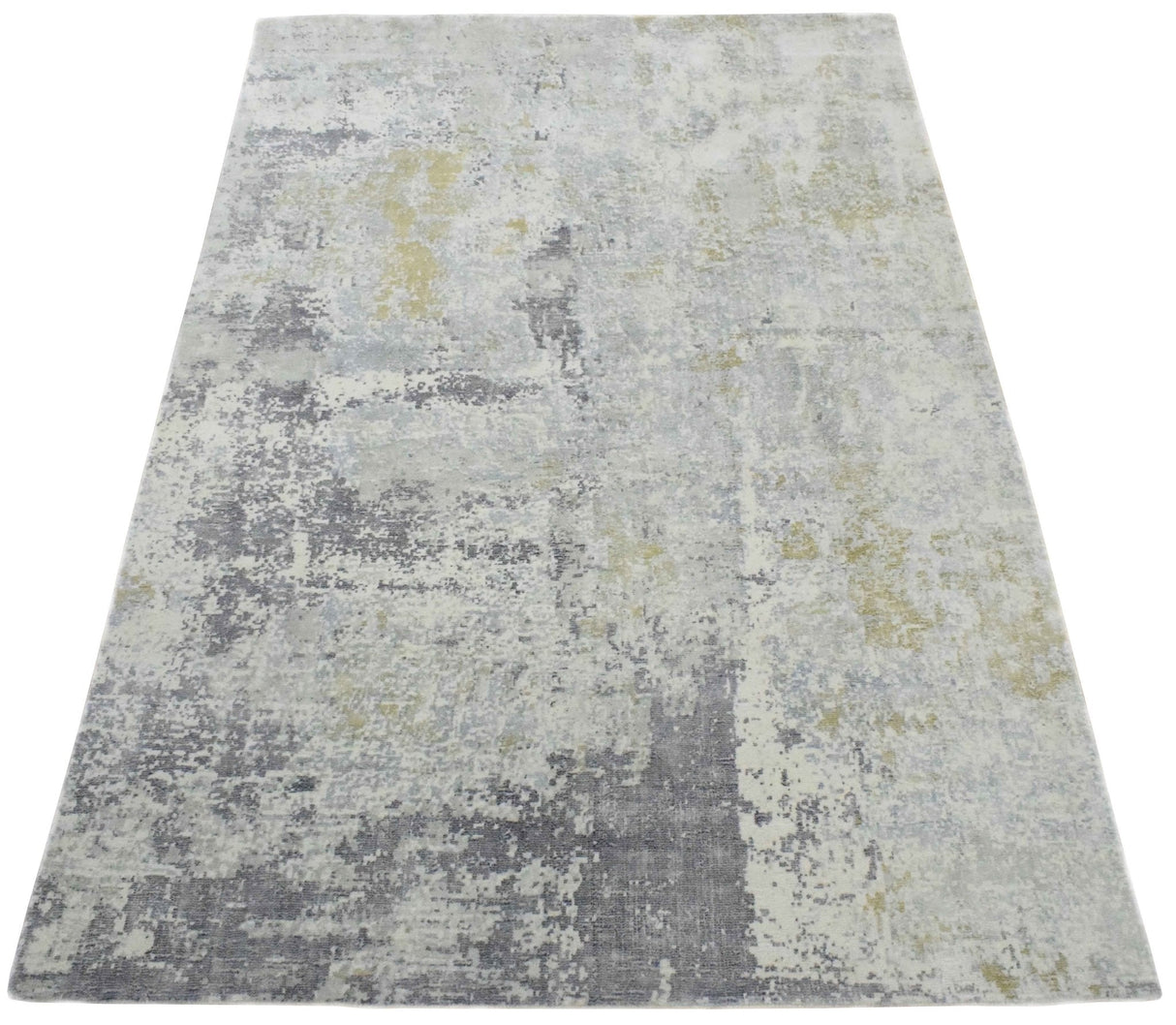 Modern Abstract Gray and Ivory Rug made with Art Silk | TRD10131-Area Rug-Parc Decor
