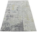 Modern Abstract Gray and Ivory Rug made with Art Silk | TRD10131-Area Rug-Parc Decor