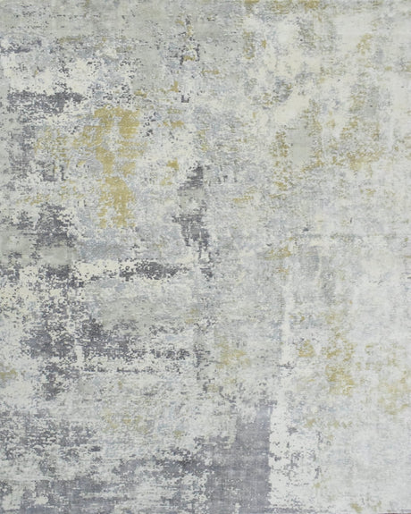 Modern Abstract Gray and Ivory Rug made with Art Silk | TRD10131-Area Rug-Parc Decor