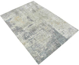 Modern Abstract Gray and Ivory Rug made with Art Silk | TRD10133-Area Rug-Parc Decor
