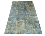 Modern Abstract Gray, Olive and Beige 5x8 Hand loom Viscose Area Rug
