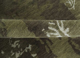 Modern Abstract Green and Silver Hand loom wool and Art Silk Area Rug-Area Rug-Parc Decor