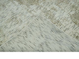 Modern Abstract Ivory, Green and Charcoal 5x8 Hand loom Wool and Viscose Area Rug
