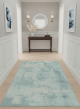 Modern Abstract Light Blue, Beige and Gray Hand loom 5x8 wool and Viscose Area Rug