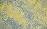 Modern Abstract Mustard, Gray, Teal and Ivory texture Hand Knotted 8x10 wool and Art Silk area rug-Area Rug-Parc Decor