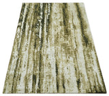 Modern Abstract Olive, ivory and Green Hand Knotted 5x8 wool and Art Silk Area Rug-Area Rug-Parc Decor
