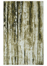 Modern Abstract Olive, ivory and Green Hand Knotted 5x8 wool and Art Silk Area Rug