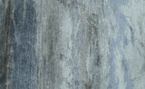 Modern Abstract Pattern Blue And Silver Hand Knotted 4x6 Bamboo Silk Area Rug