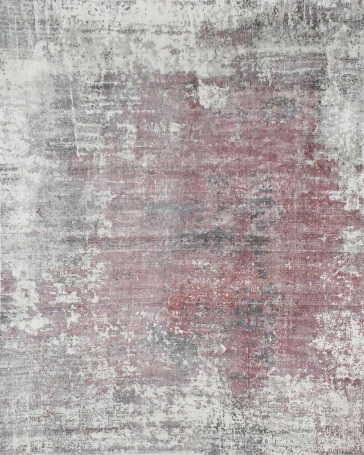 Modern Abstract Pink And Ivory Hand Loom Viscose 6x8 Area Rug