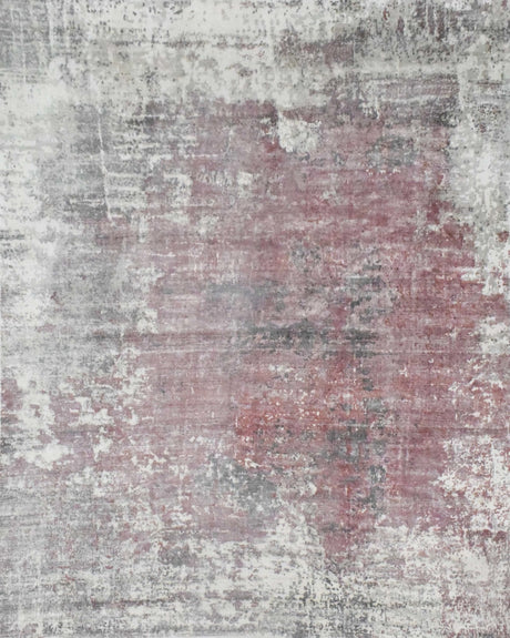Modern Abstract Pink And Ivory Hand Loom Viscose 6x8 Area Rug