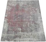 Modern Abstract Pink And Ivory Hand Loom Viscose 6x8 Area Rug