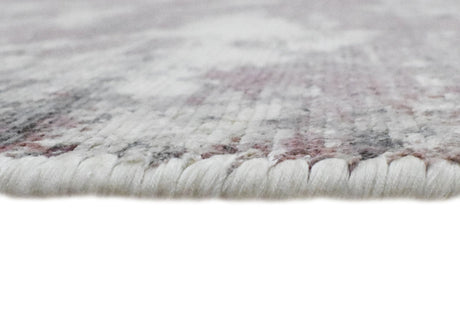Modern Abstract Pink And Ivory Hand Loom Viscose 6x8 Area Rug