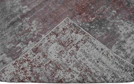 Modern Abstract Pink And Ivory Hand Loom Viscose 6x8 Area Rug