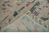 Modern Abstract Pink, Purple, Beige and Green Hand Knotted 5x8 wool Area Rug