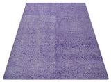 Modern Abstract Purple and Silver Hand knotted 8x10 Woven Art Silk Area Rug