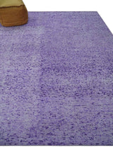 Modern Abstract Purple and Silver Hand knotted 8x10 Woven Art Silk Area Rug