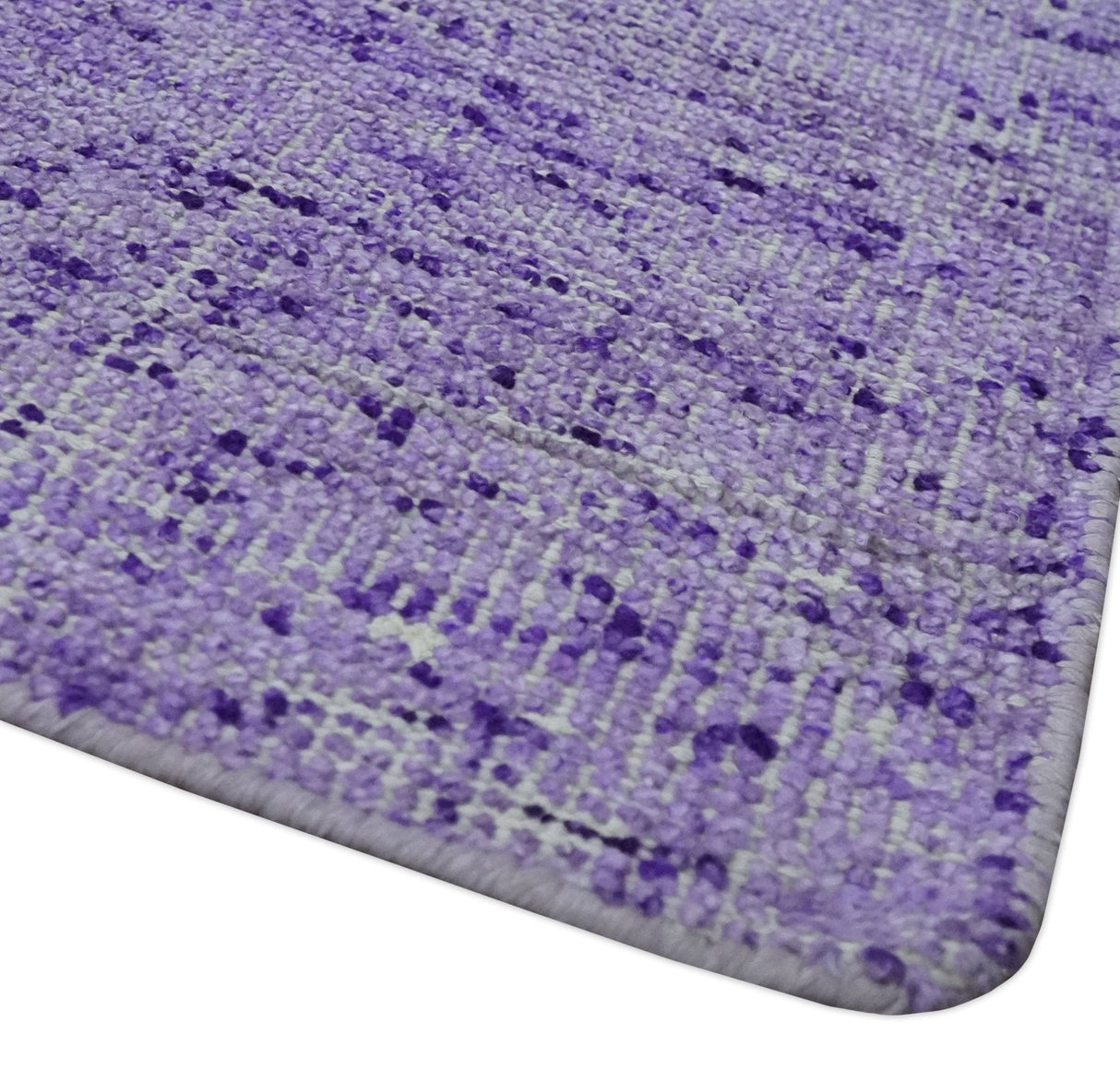 Modern Abstract Purple and Silver Hand knotted 8x10 Woven Art Silk Area Rug