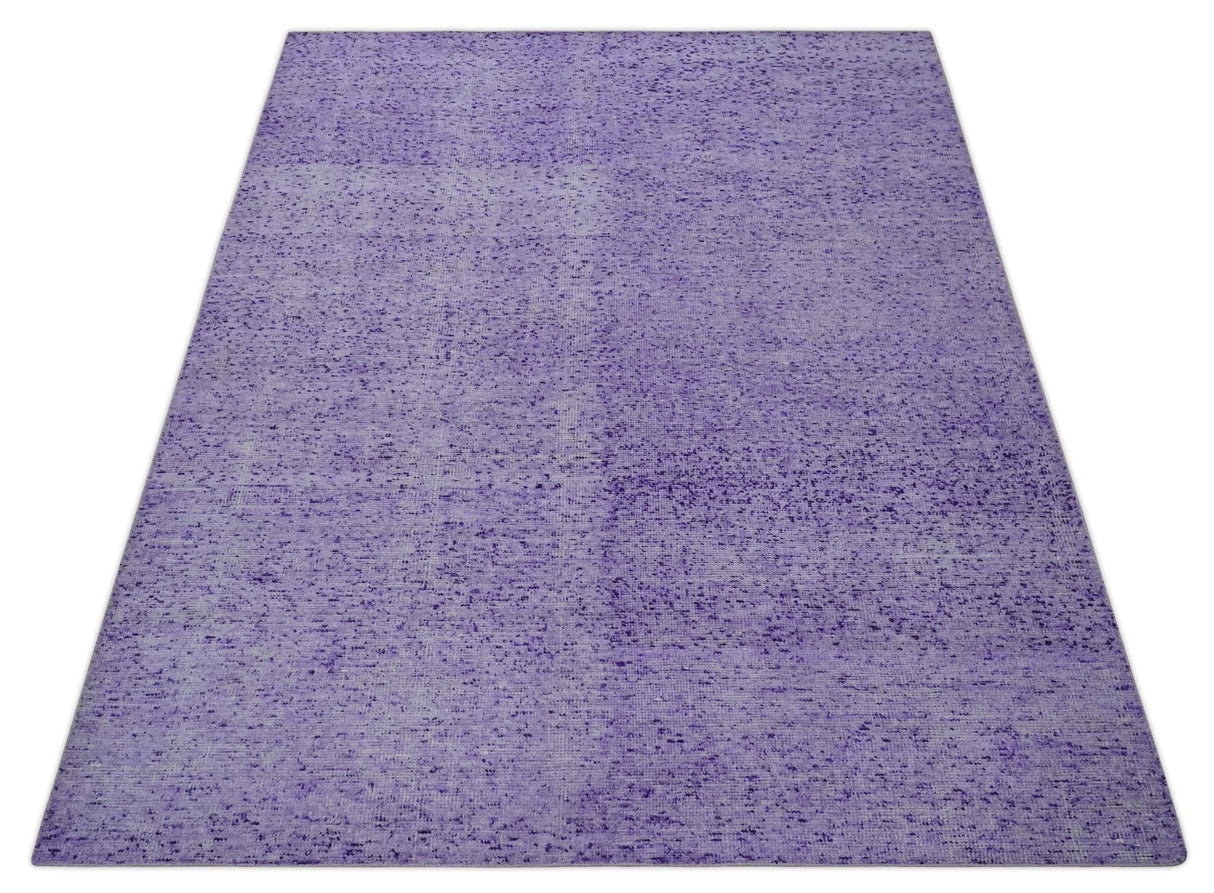 Modern Abstract Purple and Silver Hand knotted 8x10 Woven Art Silk Area Rug-Area Rug-Parc Decor