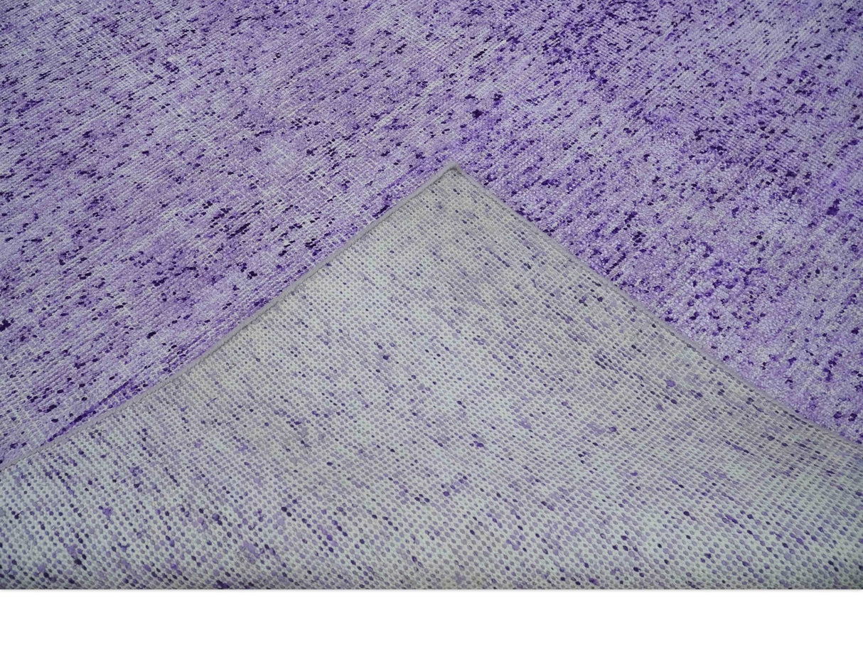 Modern Abstract Purple and Silver Hand knotted 8x10 Woven Art Silk Area Rug-Area Rug-Parc Decor