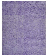 Modern Abstract Purple and Silver Hand knotted 8x10 Woven Art Silk Area Rug-Area Rug-Parc Decor